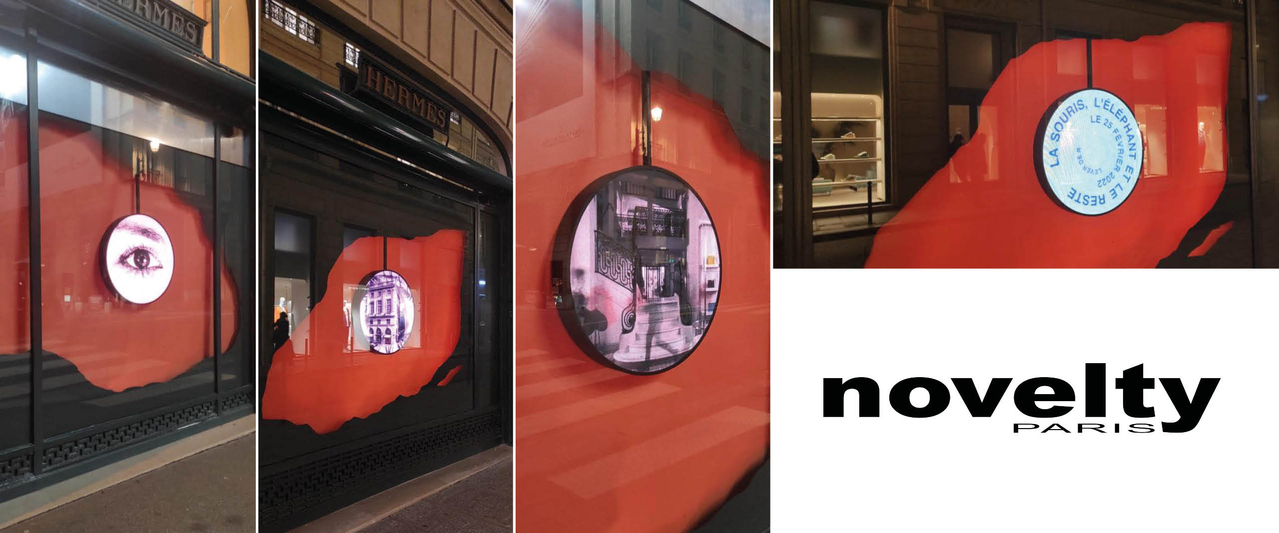 Alternative text - Novelty équipe la vitrine d’une boutique Hermès
